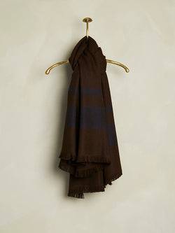 Striped Baby Alpaca Scarf - Brown/Navy