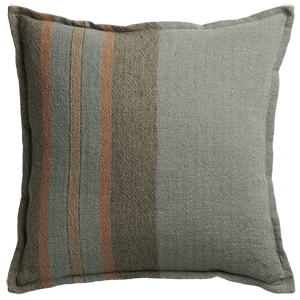 Striped Linen Cushion with Self Flange - Teal/Clay §