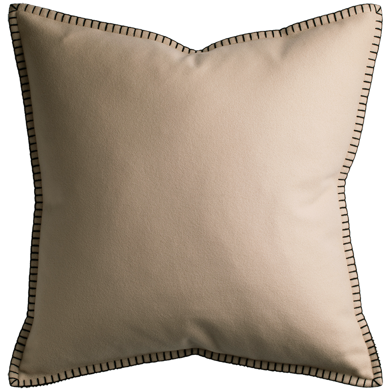 Tosca Cushion with Blanket Stitch - Fawn