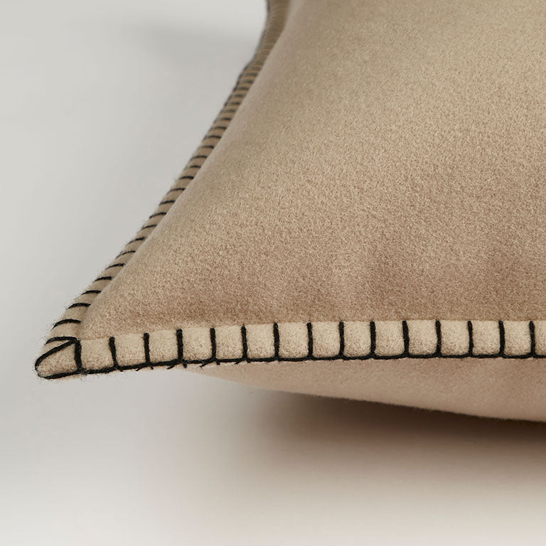 Tosca Cushion with Blanket Stitch - Fawn