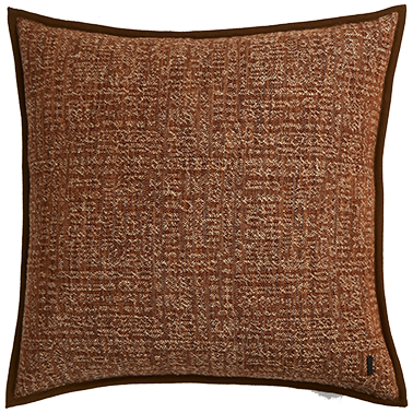 Tribal Linen Cushion with Wool Binding - Earth