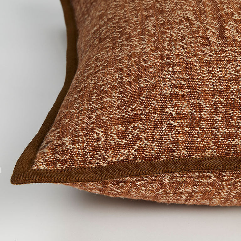 Tribal Linen Cushion with Wool Binding - Earth