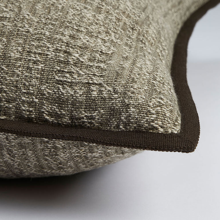 Tribal Linen Cushion with Wool Binding - Silt