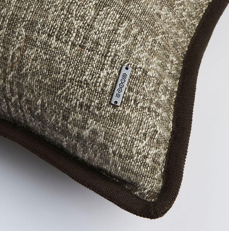 Tribal Linen Cushion with Wool Binding - Silt