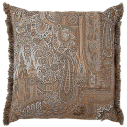 Victoria Cushion with Fringe - Antique Gold