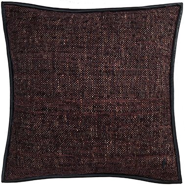 Wild Silk Cushion with Leather Trim - Maroon