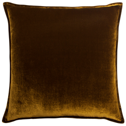 Silk Velvet and Linen Flange Cushion - Gold