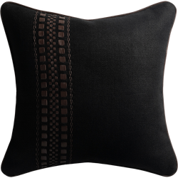 Cape Cushion with Contrast Leather Detail - Coal