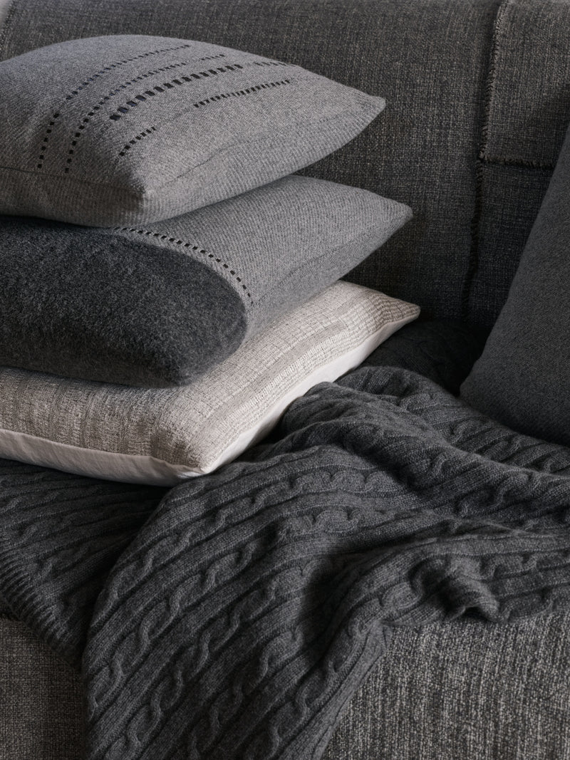 Cashmere Wool Twill Cushion with Alpaca Panel - Dark Grey §