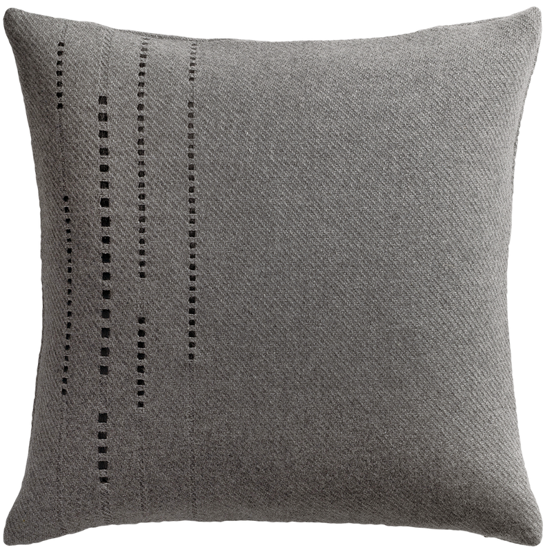 Cashmere Wool Twill Cushion with Vertical Detail - Dark Grey