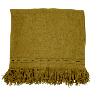 Fox Throw with Fringe and Leather Detail - Reed