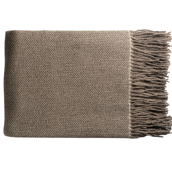 Mouliné Cashmere Bed Throw with Fringe - Oat