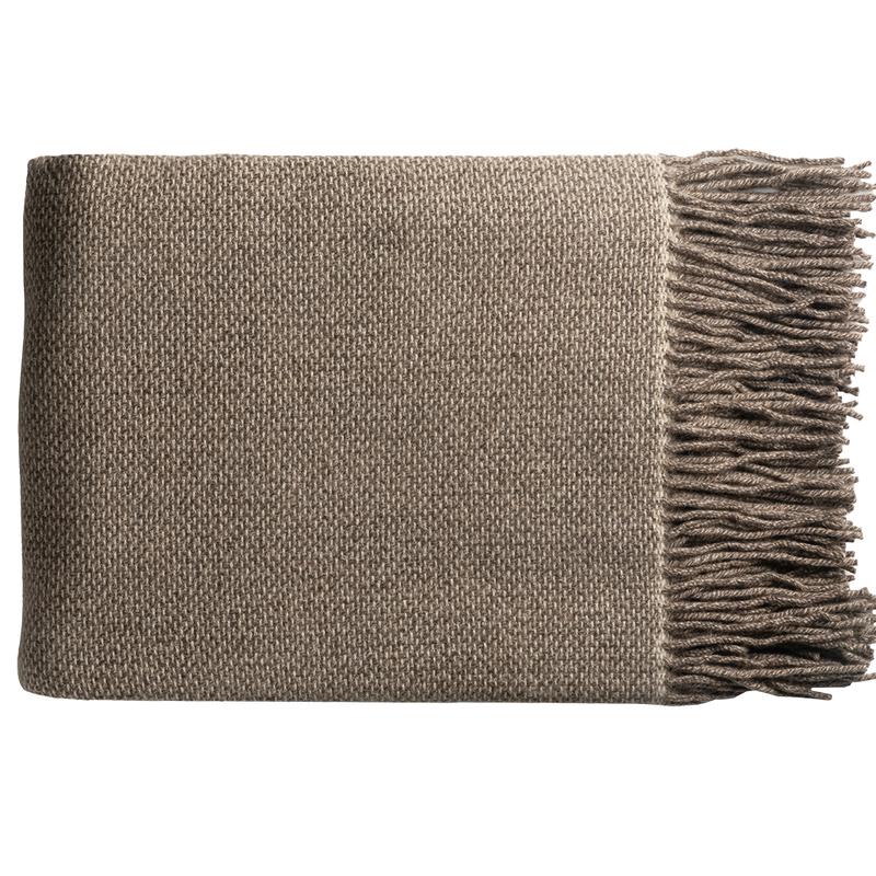 Mouliné Cashmere Bed Throw with Fringe - Oat