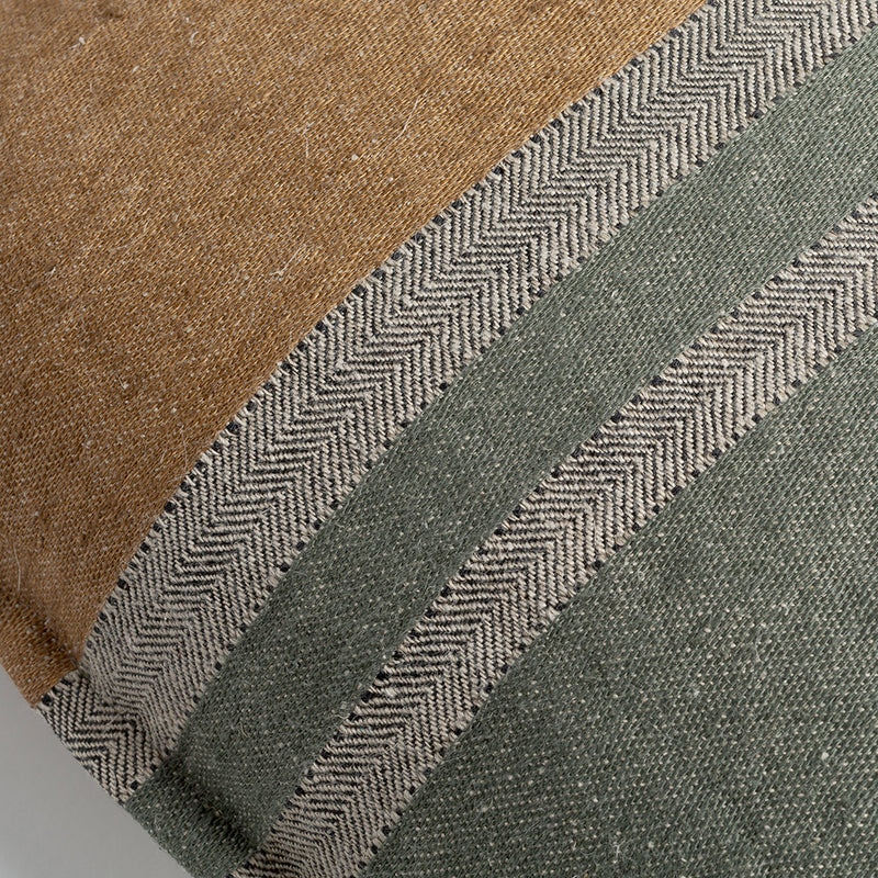 Striped Linen Cushion with Self Flange - Pine/Clay §